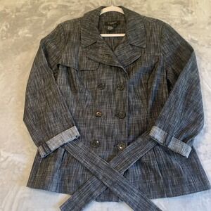 Sandro Sportswear Lightweight Blazer Women's L‎ Charcoal Weave Pattern (0304)